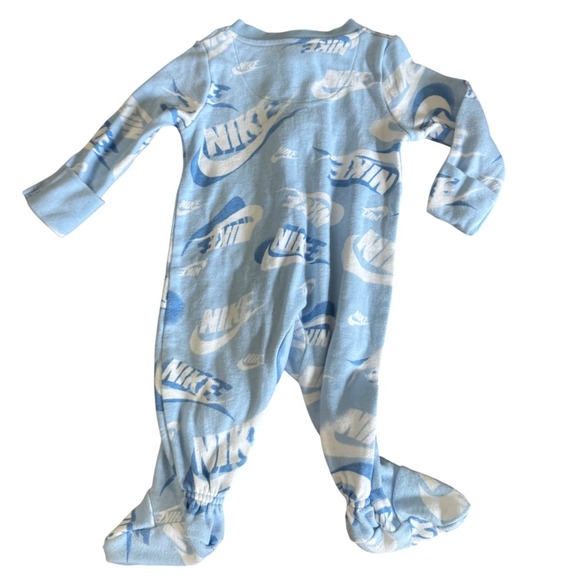 Nike Footed Sleeper Pajamas Baby Boy 3M Blue Full Zip - Picture 2 of 3